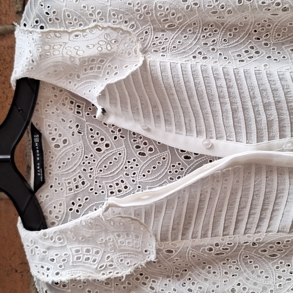 Zara Eyelet Gorgette Taxido Blouse - Picture 7 of 8